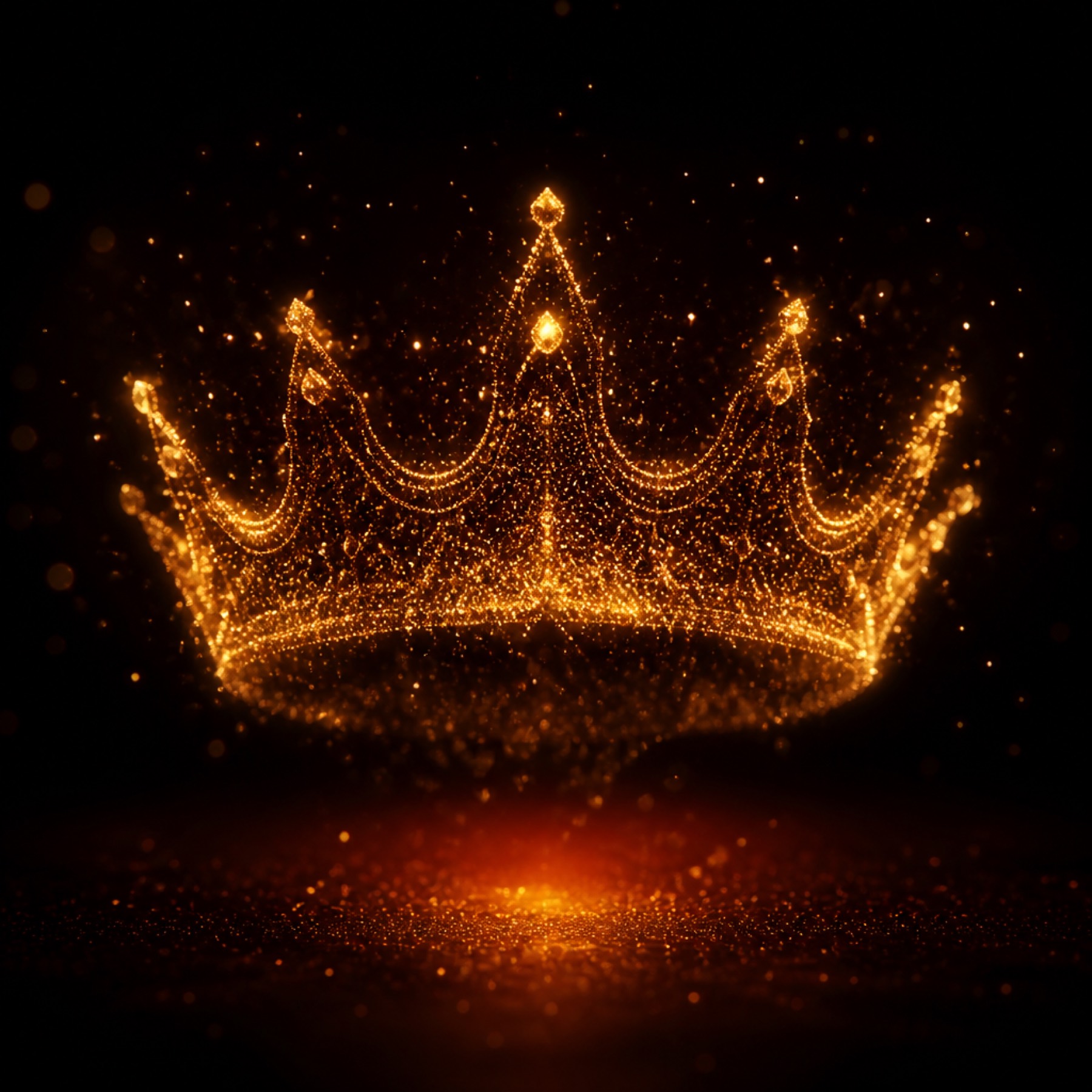 A crown formed of golden light against darkness